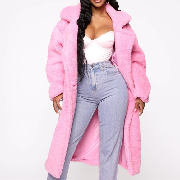 Teddy Bear Faux Fur Coat - Pink - Size S/M - Picture 5 of 6